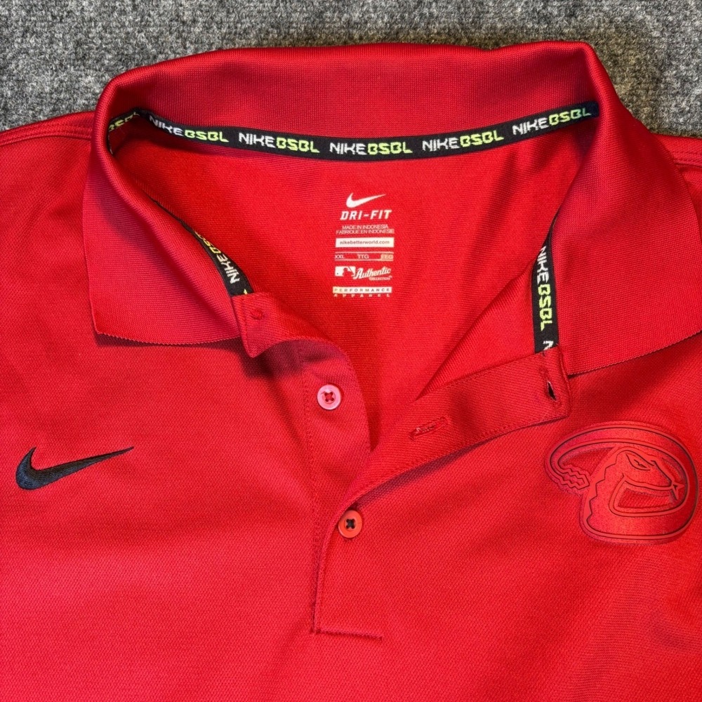 Nike Dri Fit Red Arizona Diamondbacks MLB Baseball Polo Shirt Mens XXL